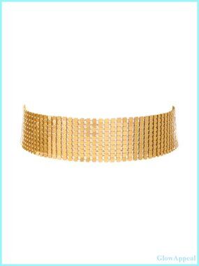 Metal Sequins Choker Necklace Punk Wide Mesh Statement Collar for Prom Party